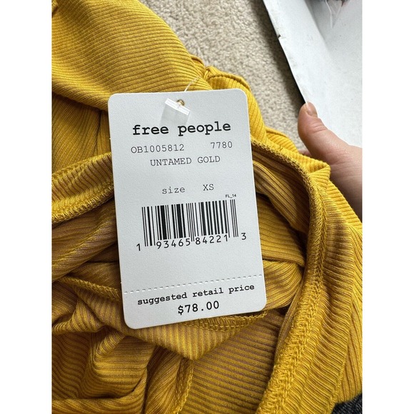 NEW Free People XS Shimmy Shake Boho Low Back Top Untamed Gold Long Sleeve PS2 - Picture 6 of 9